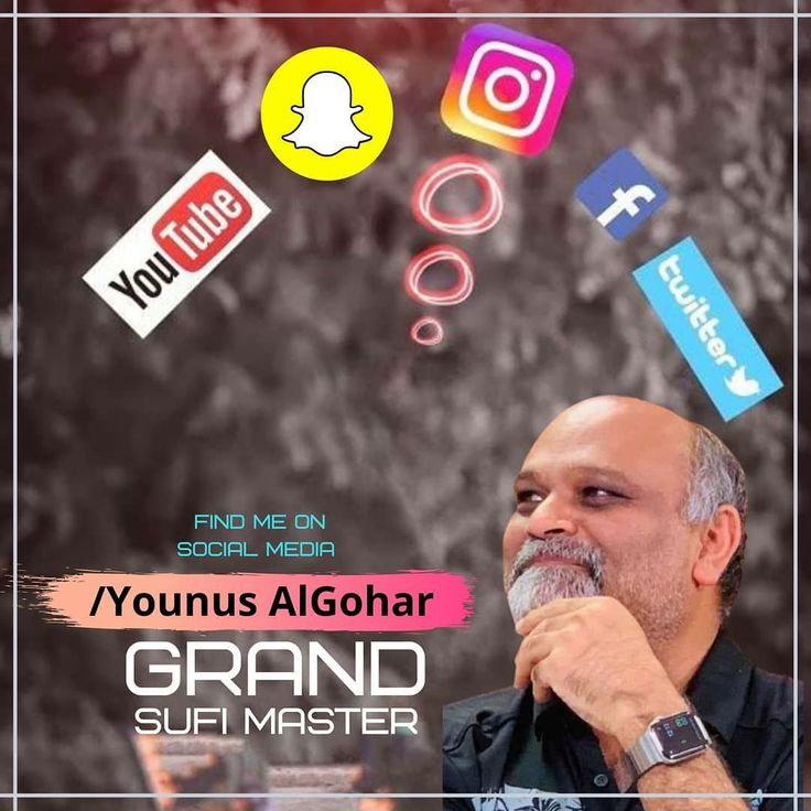 the man is speaking into his microphone while surrounded by social media icons and stickers