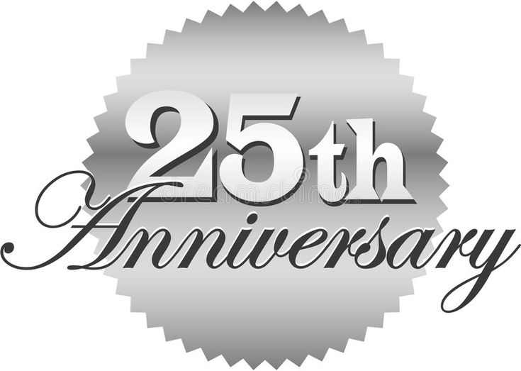 the 25th anniversary logo is shown in black and silver, as well as an image of a