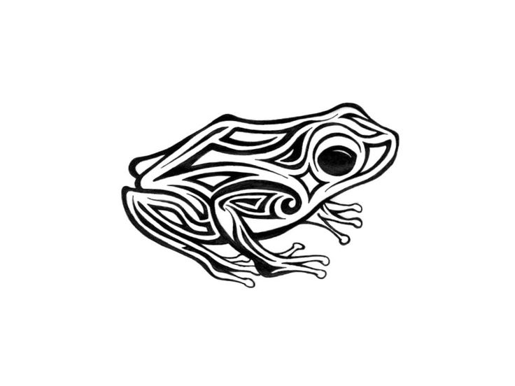 a black and white drawing of a frog