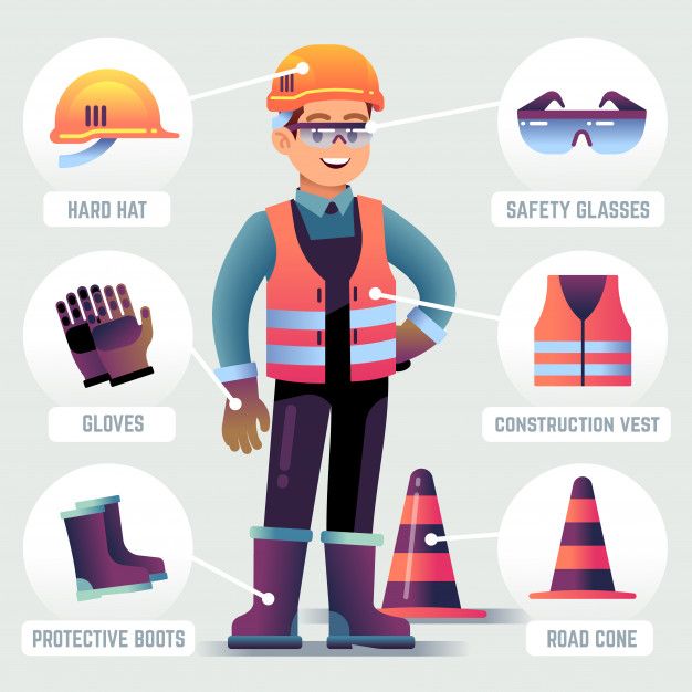 Premium Vector | Worker with safety equipment. man wearing helmet ...