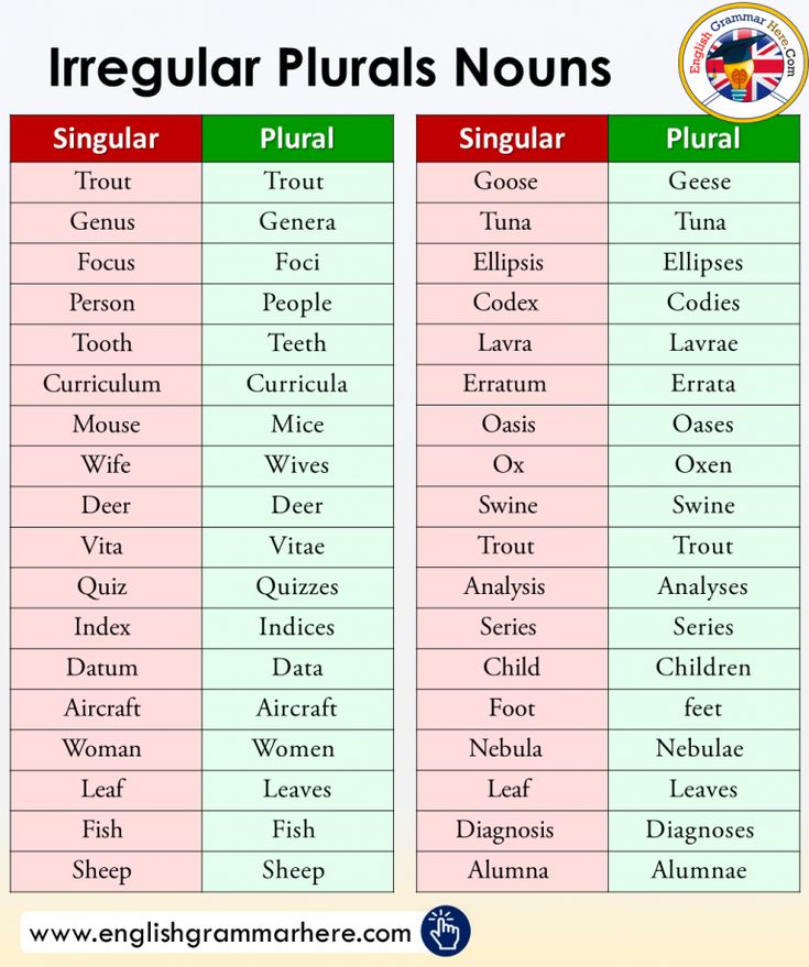 the singular and singular words in english are shown with an image of their respective names