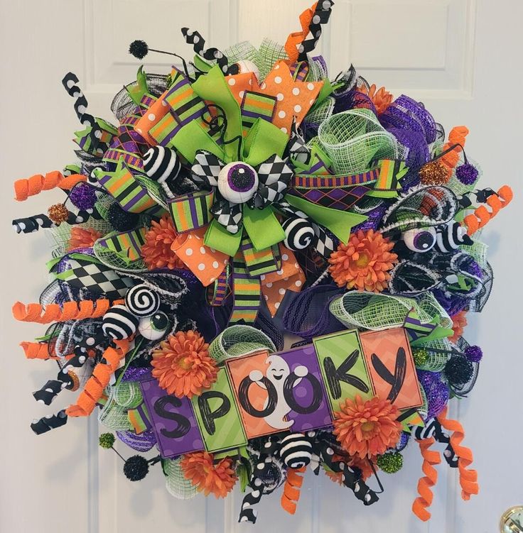 Spooky Sign Halloween Wreath Eye of Newt Orange Green - Etsy in 2023 ...