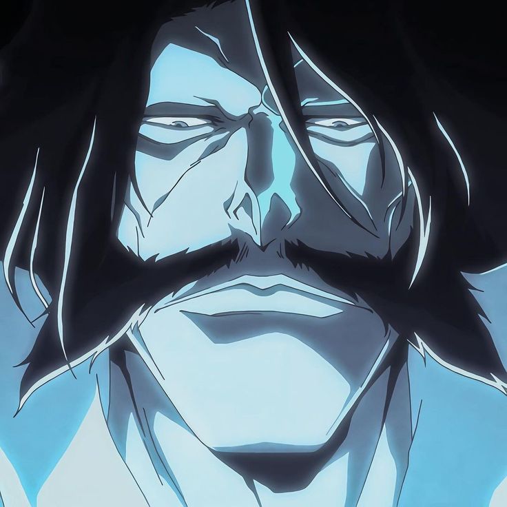 an anime character with long hair and mustaches looking at the camera while staring into the distance