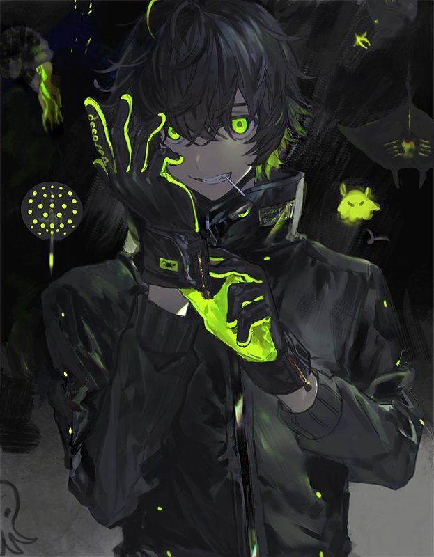 a man dressed in black and neon green