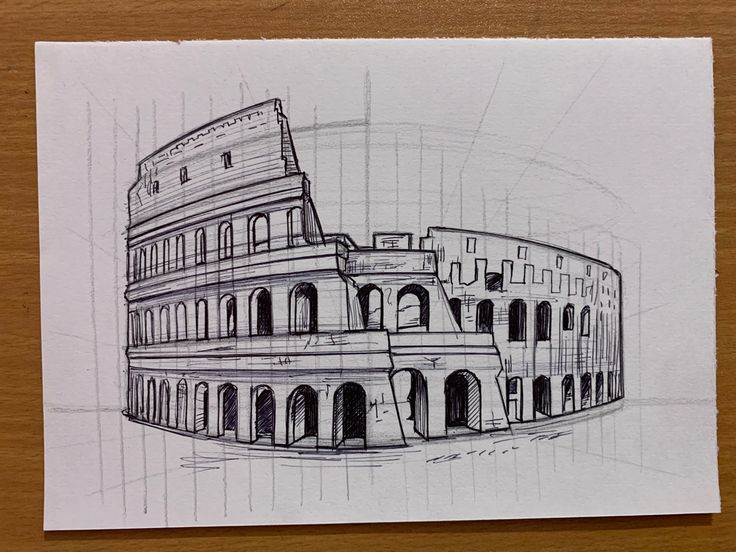 a drawing of the colossion in rome