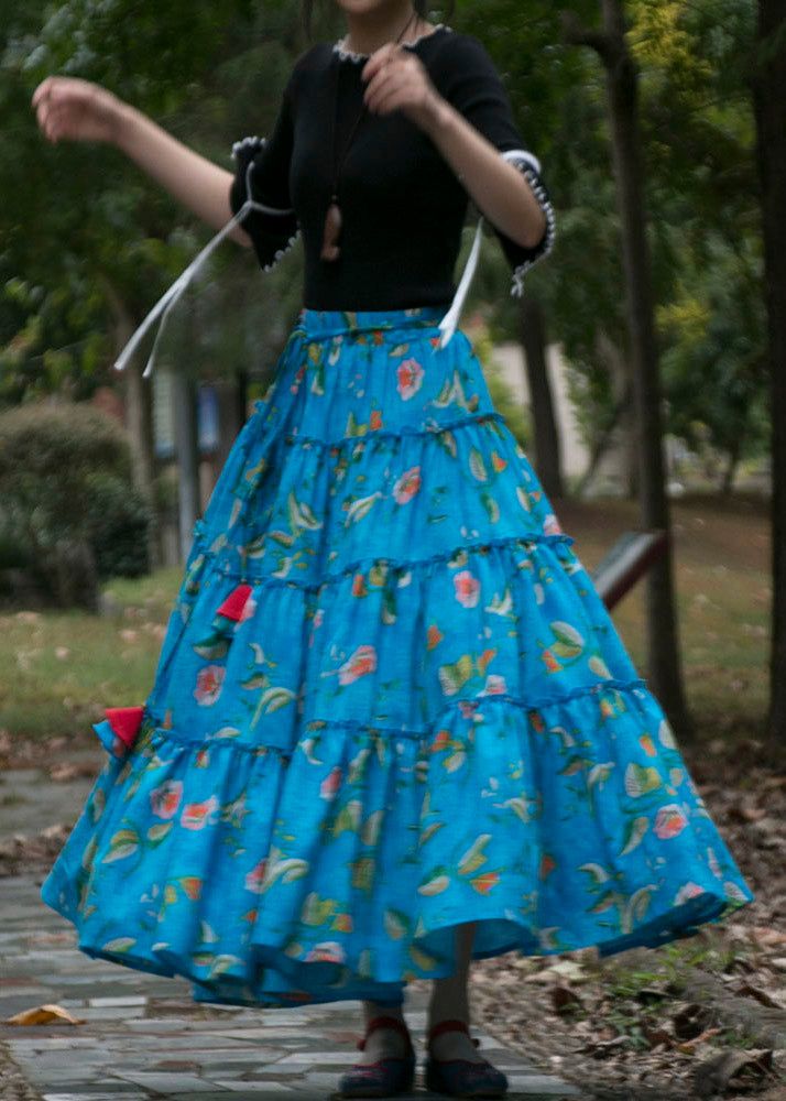 Bohemian Blue Cinched Print High Waist Patchwork Cotton Skirts SummerFabric: Cotton 45%, Linen 55%Size & Fit: This garment fits true to size.Length: Size 2XL measures 35.1"from waist to hem.Waist:Fitted - elastic waist allows stretch Hip: Loosely Fitted. room for hips. Hand Wash Cold. Blue Tiered Skirt For Summer, Blue Tiered Skirt For Spring, Blue Tiered Bottoms For Vacation, Fitted Maxi Skirt With Patchwork For Spring, Blue Bohemian Tiered Bottoms, Bohemian Blue Tiered Bottoms, Blue Patchwork Skirt For Spring, Spring Fitted Maxi Skirt With Patchwork, Bohemian Tiered Fitted Skirt