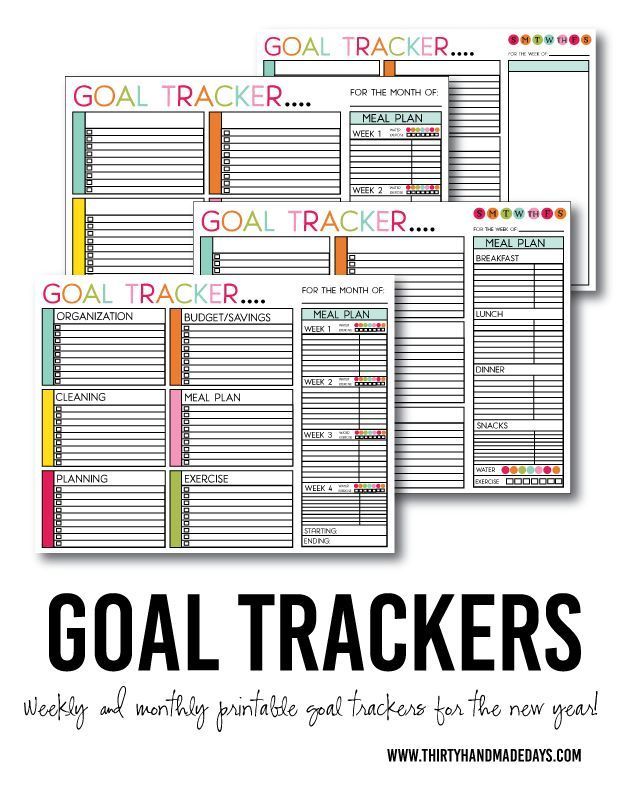 three goal trackers with the text goal trackerr on them and an image of two different