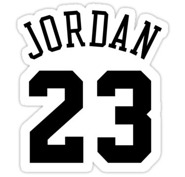 the jordan 23 sticker is shown in black and white, with an inscription that reads jordan