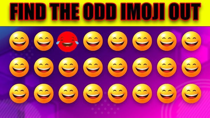 an image of some smiley faces with the words find the odd emoj out