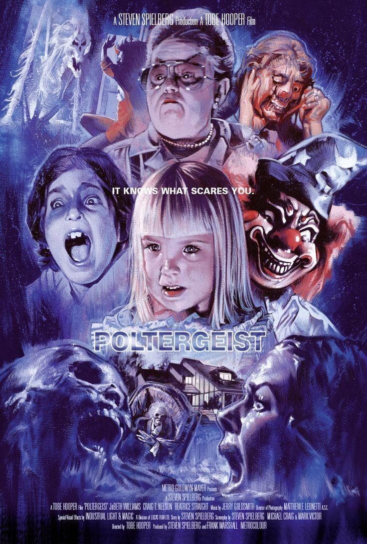 the movie poster for poltergeist starring actors and their characters in an evil manner