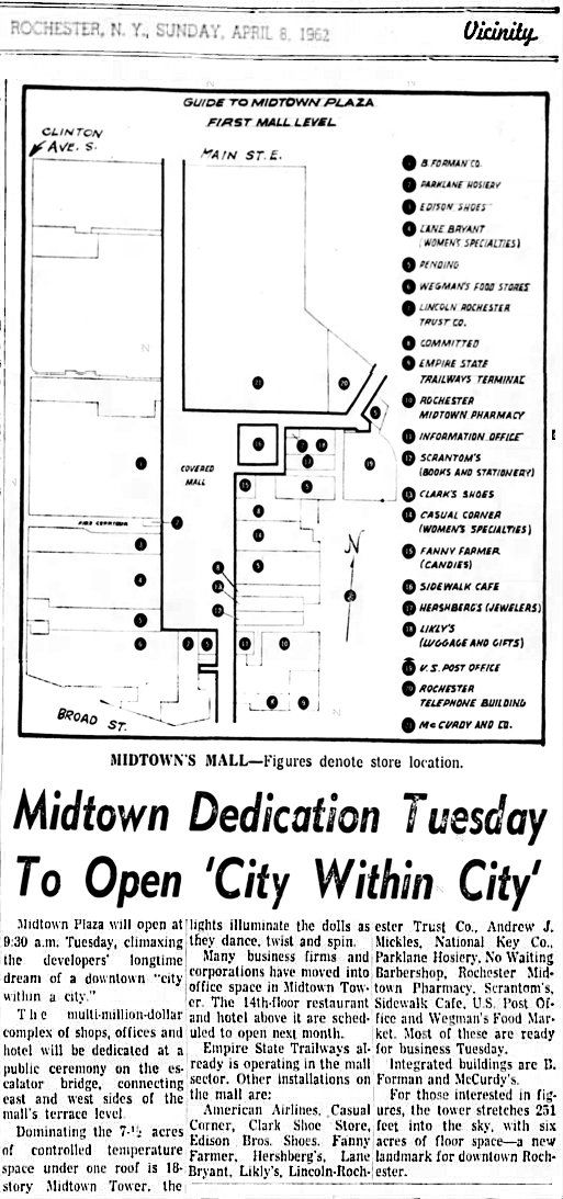 an old newspaper article about the city's location in mid - town dedictation