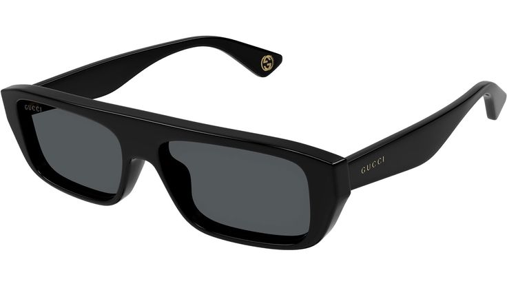 Gucci Lettering sunglasses model GG1617S rectangle recycled acetate frame color code 001 shiny black with black temple and solid smoke + blue inner ar lens. Classic Black Rectangular Shield Sunglasses, Gucci Black Shield Sunglasses With Polarized Lenses, Casual Black Gucci Shield Sunglasses, Gucci Black Shield Sunglasses With Mirrored Lenses, Gucci Black Tinted Shield Sunglasses, Black Gucci Shield Sunglasses With Mirrored Lenses, Black Rectangular Gucci Sunglasses, Gucci Black Rectangular Sunglasses, Designer Gucci Black Shield Sunglasses