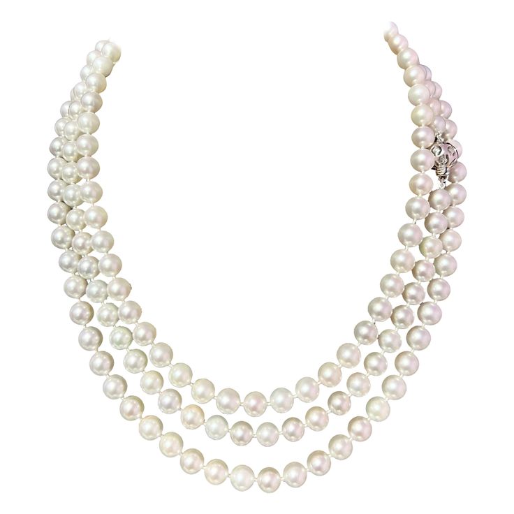 Fine Quality Japanese Saltwater Akoya Pearl Diamond Necklace 49" 18k White Gold 7 mm Certified $5,950 307927 This is a One of a Kind Unique Custom Made Glamorous Piece of Jewelry! Nothing says, "I Love you" more than Diamonds and Pearls! This item has been Certified, Inspected, and Appraised by Gemological Appraisal Laboratory Gemological Appraisal Laboratory of America is a proud member of: - GIA Alumni Association - National Association of Jewelry Appraisers - International Consortium Gem-Test Luxury Diamond White Pearl Necklace With Diamond Accents, Elegant Luxury Brilliant Cut Pearl Necklace, Formal Diamond White Akoya Pearl Necklace, Luxury Brilliant Cut Akoya Pearl Necklace, White Akoya Pearl Fine Jewelry Necklace, White Akoya Pearl Necklace With Gemstone, White Akoya Pearl Necklace - Fine Jewelry, Pearl And Diamond Necklace, Vintage Hermes