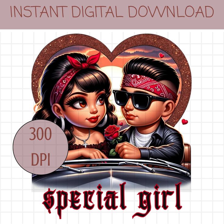 Lowrider Chicano Couple, Chola PNG, Brown Love, Sublimation PNG ...