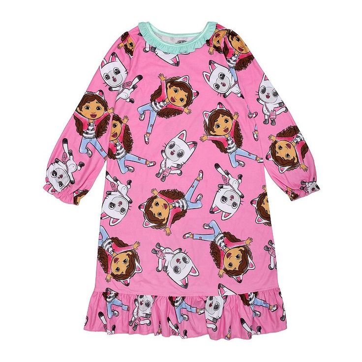 Give her jammies a refresh with this girls' Gabby's Dollhouse allover print nightgown. Click on this KIDS APPAREL & SHOES GUIDE to find the perfect fit and more! Give her jammies a refresh with this girls' Gabby's Dollhouse allover print nightgown. Click on this KIDS APPAREL & SHOES GUIDE to find the perfect fit and more! FEATURES Crewneck Long sleeves Allover Gabby's Dollhouse print Brushed micro jersey construcionFABRIC & CARE Polyester For children's safety the garments should be snug fitting or flame resistant. These are flame resistant garments. Machine wash Imported Size: 8. Color: Pink. Gender: female. Character Print Long Sleeve Sleepwear For Pajama Party, Multicolor Printed Sleepwear For Sleepover, Long Sleeve Sleepwear With Character Print, Multicolor Printed Sleepwear, Playful Character Print Sleepwear For Bedtime, Playful Cartoon Print Sleepwear, Multicolor Cartoon Print Sleepwear For Pajama Party, Playful Pink Printed Sleepwear, Cute Printed Sleepwear For Sleepovers