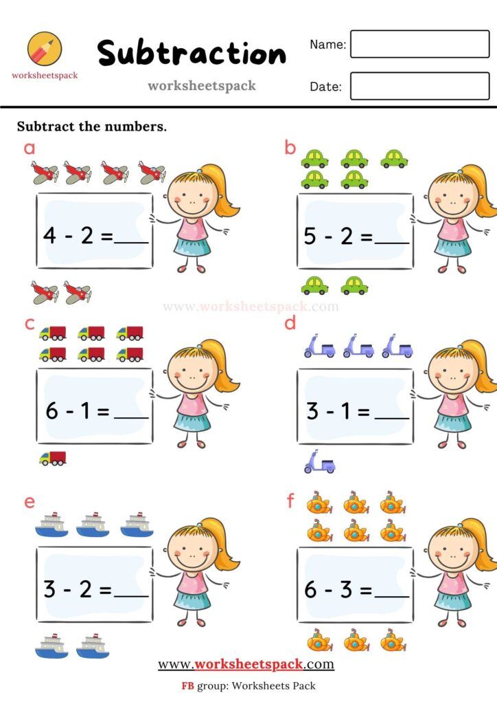 Subtraction with pictures - worksheetspack | Subtraction kindergarten ...