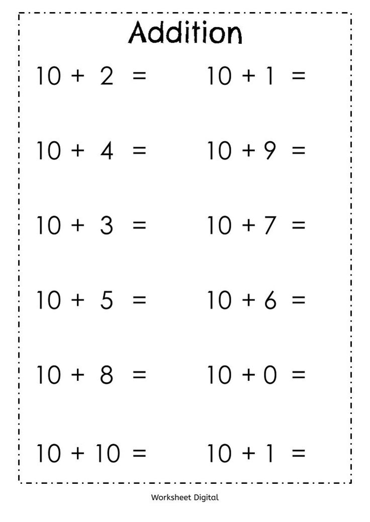 20 Printable Addition Worksheets Numbers 1-10 for Preschool ...