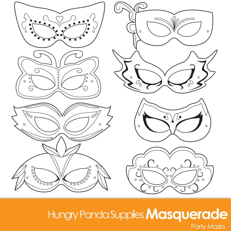 printable masks for masquerades to color and cut out on the page