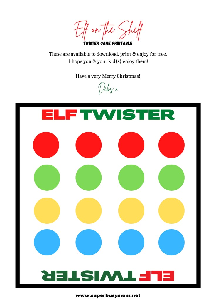 an advertisement for the elf twister game