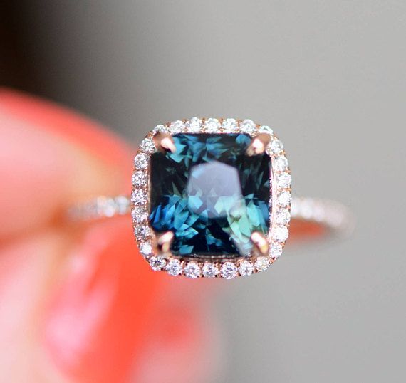 Peacock sapphire engagement ring. This 3.54ct sapphire is breathtaking ...