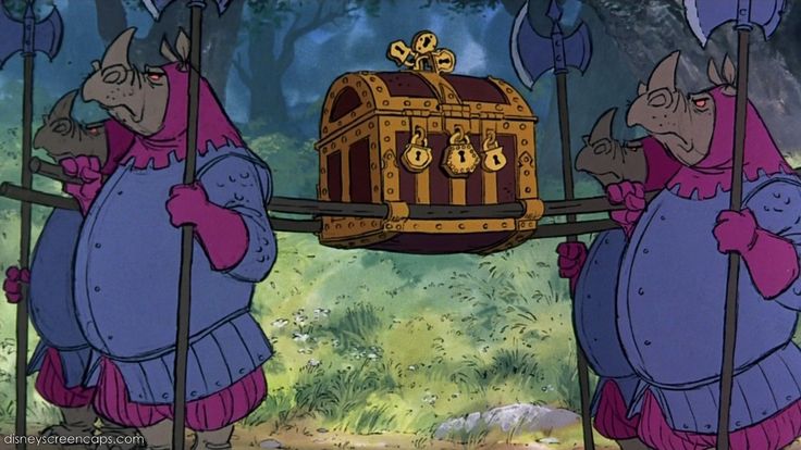 the three little pigs are looking at an old chest