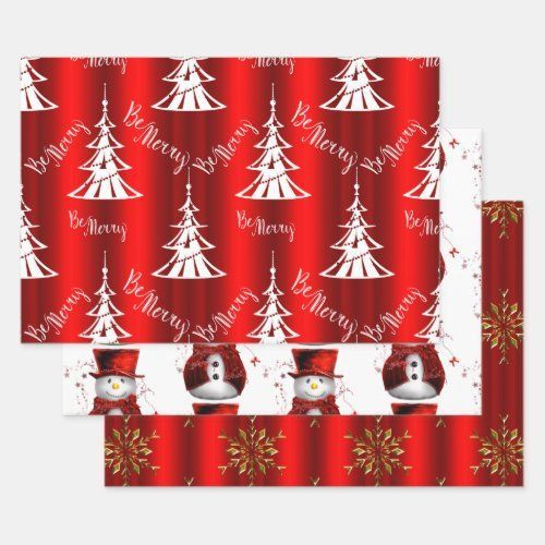 Red Christmas Wrapping Paper with Snowflakes