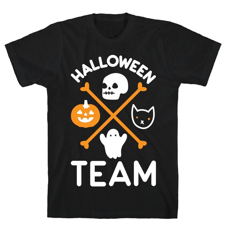 Halloween Team Black Unisex Cotton Tee by LookHUMAN ��– Mercantile Americana Everything Halloween All Year, Pumpkin And Ghost, Black Cat Pumpkin, What Team, Team Design, Halloween Lovers, Cat Pumpkin, A Skull, One Piece For Women