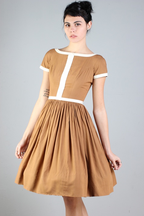 Tan dress Tan Dress, Tan Dresses, Short Sleeve Dresses, Dresses With Sleeves, Vintage Fashion