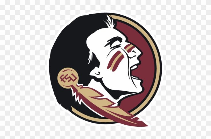 the florida state university football team's logo is shown in an oval with red and gold