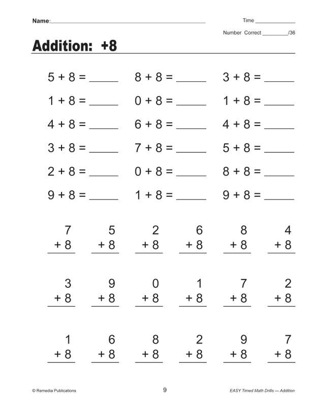 Remedia Publications Easy Timed Math Drills 4 Book Set: Addition ...