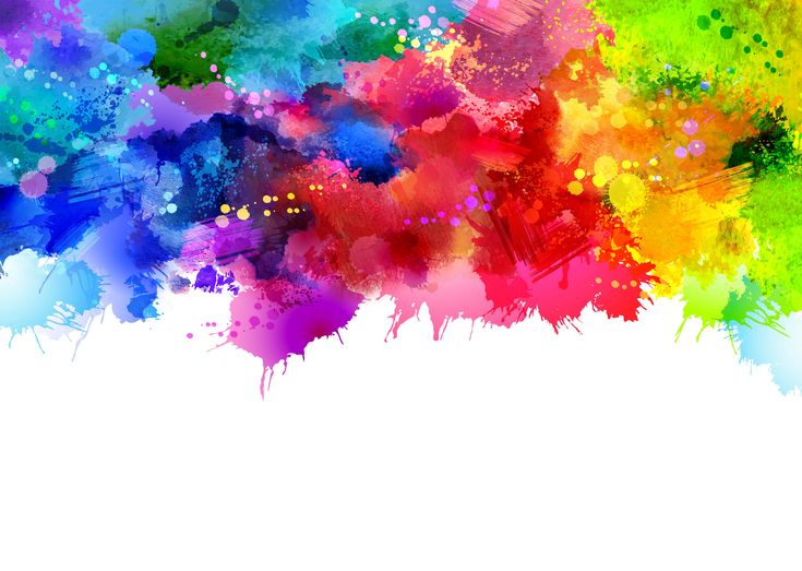 colorful paint splattered on a white background with space for text or an image