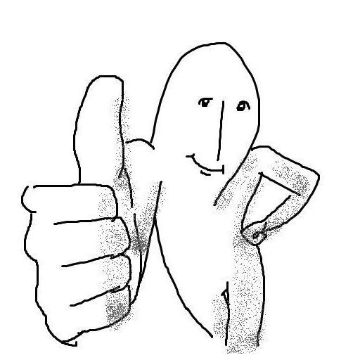 a drawing of a person giving the thumbs up sign