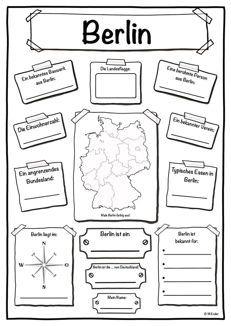 the map of germany is shown in black and white, with labels on each side