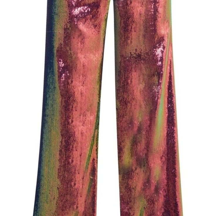 Incredible Sequin Pants From Halpern And Topshop. The Sequins Shift In Color From Green, Purple, Blue And Orange And Are All Over The Pants. They Are A Wide Leg Fit And Are Meant To Be Worn With Some Fun Platforms Or Heels. These Are Long. I Bought These For The Eras Tour, But Decided On A Different Outfit Last Minute. From A Pet-Free, Smoke-Free Home. Fitted Purple Bottoms For Party Season, Multicolor Sequined Bottoms For Party Season, Pink High-waisted Evening Pants, Green Sequined Evening Bottoms, Evening High-waisted Pink Pants, Multicolor Sequined Party Bottoms, Glamorous Purple Bottoms For Night Out, Glamorous Fitted Purple Bottoms, High Waist Purple Bottoms For Night Out