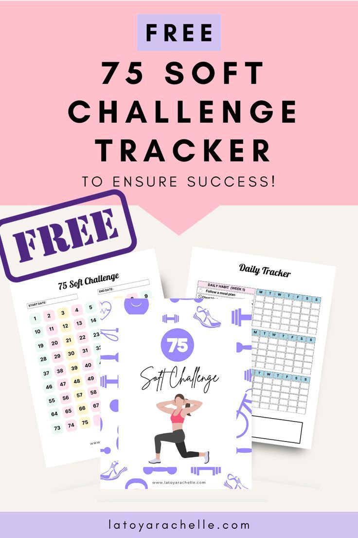 the free 75 soft challenge tracker with text overlay that reads 75 soft challenge tracker to ensure success