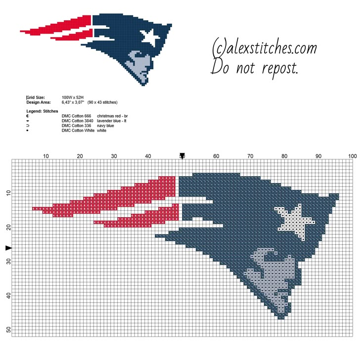 the new england football team is depicted in this cross stitch pattern