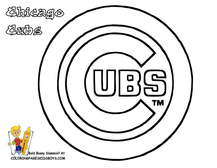 the chicago cubs logo is shown in black and white, as well as an outline