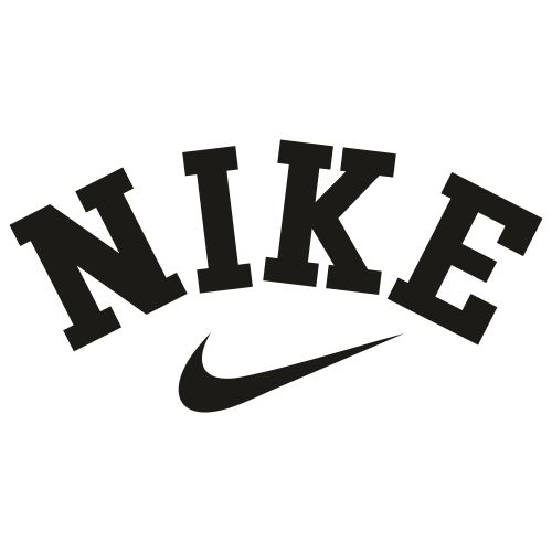 the nike logo in black and white