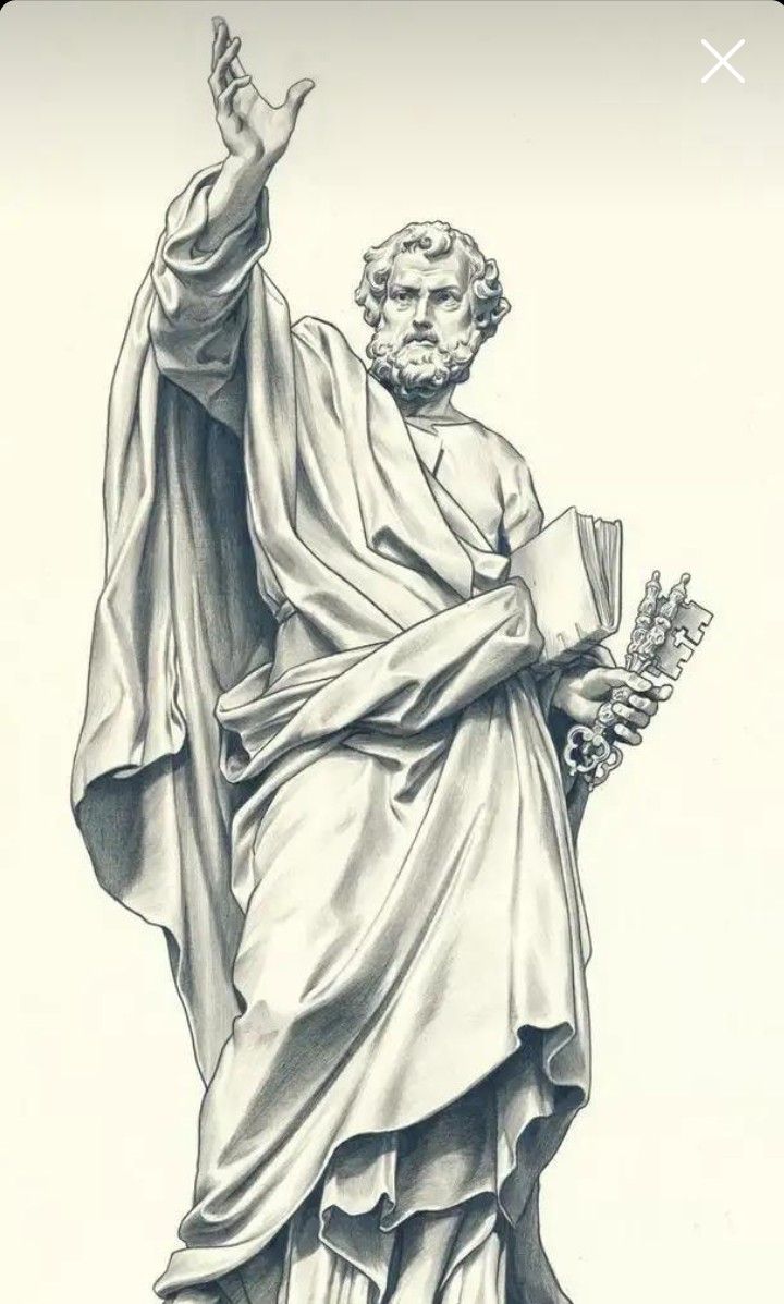 a drawing of the statue of jesus with flowers in his hand and hands raised up