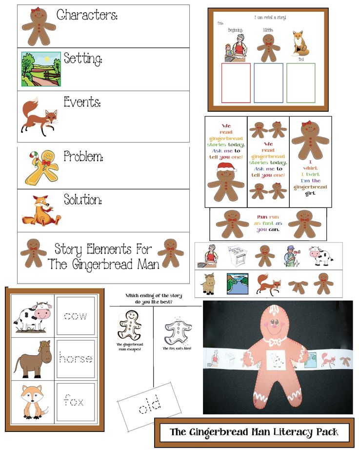 the gingerbread man library pack is filled with pictures and information to help students learn how to read