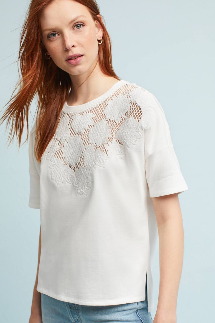 Shop the Floral Mesh Top and more Anthropologie at Anthropologie today. Read customer reviews, discover product details and more. Floral Mesh Top, Campaign Fashion, Summer Outfits Women, New Outfits, Mesh Top, Over 50, Summer Women, Clothes For Sale, Dresses For Sale