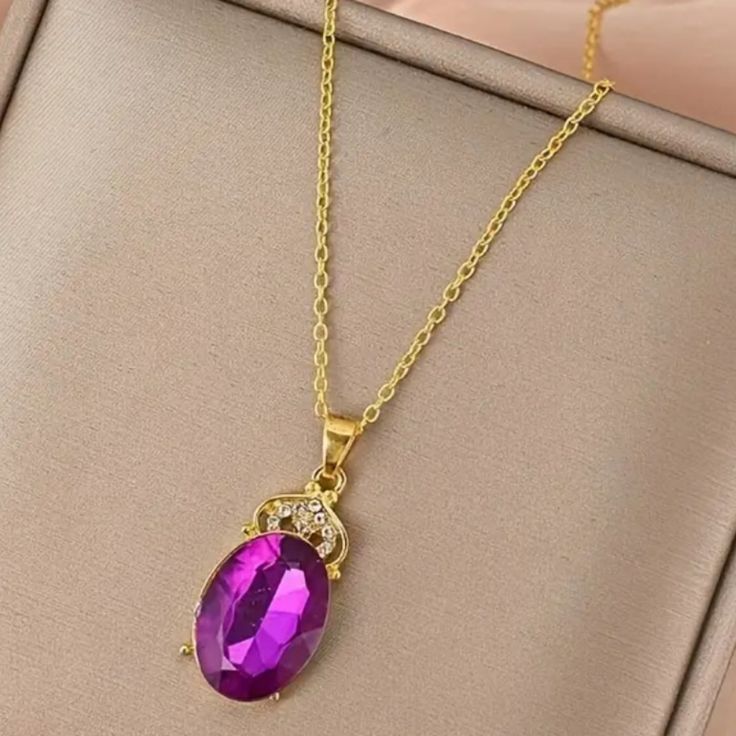 Brand New Purple Jewel Bead Goldtone Alloy Hypoallergenic Other Listings : Jewelry Earrings Ring Gold Accessories Brooch Pin Gift Princess Pendant Stainless Steel Chain Silvertone Goldtone Girls Bracelet Cz Gift Sterling Girls Diamond 10k 12k 14k Crystal Bead Dangle Stud Dainty Style #242 Purple Oval Jewelry For Party, Purple Oval Party Jewelry, Princess Pendant, Purple Pendant, Girls Bracelet, Dainty Style, Gold Accessories, Pendant Gold, Beaded Dangles