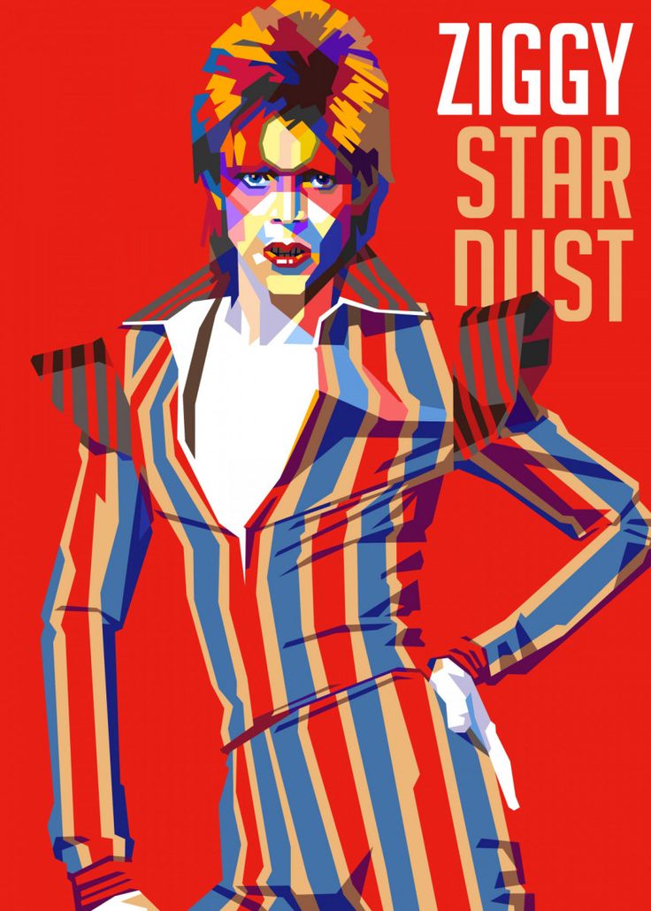 a woman in striped clothes with her hands on her hips and the words ziggy star dust