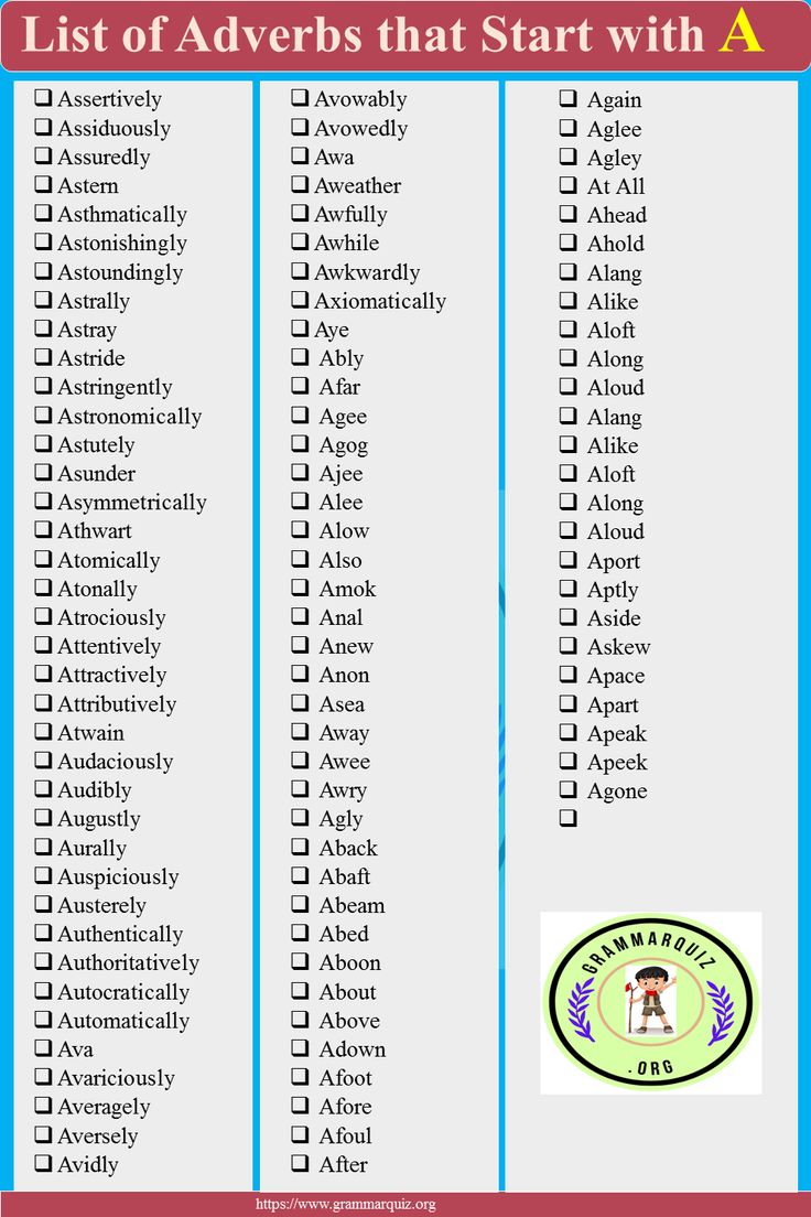 the list of adverbs that start with a checklist on top of it