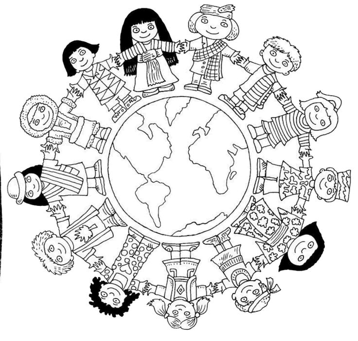 children holding hands around the world coloring pages for kids, free printable coloring pages