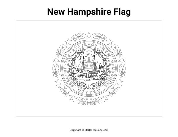 the new hampshire flag is shown in black and white, with an image of a ship on