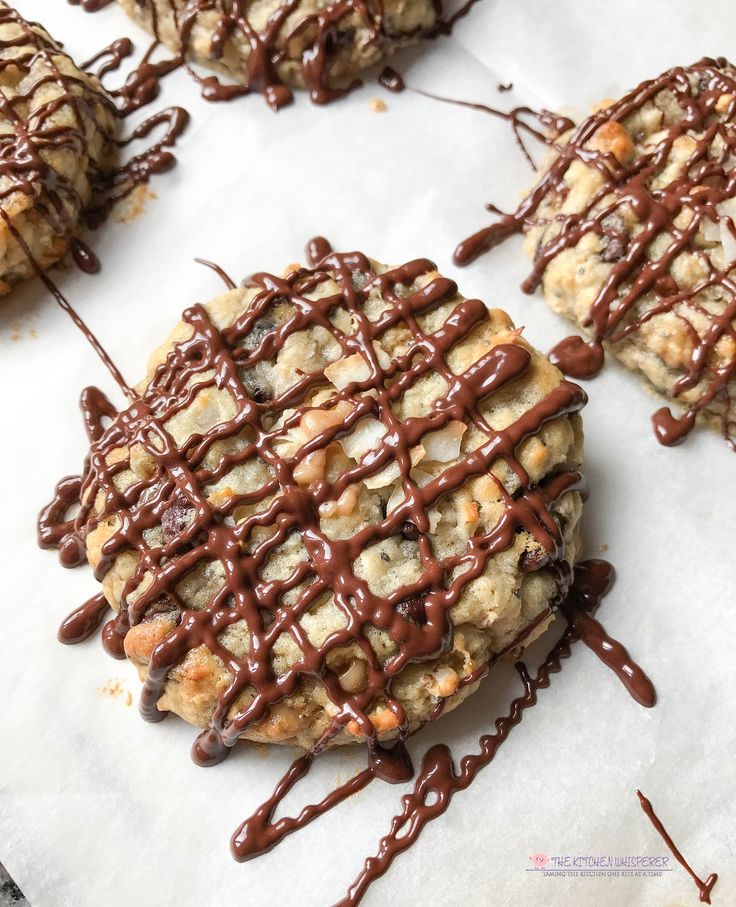 cookies with chocolate drizzled on top