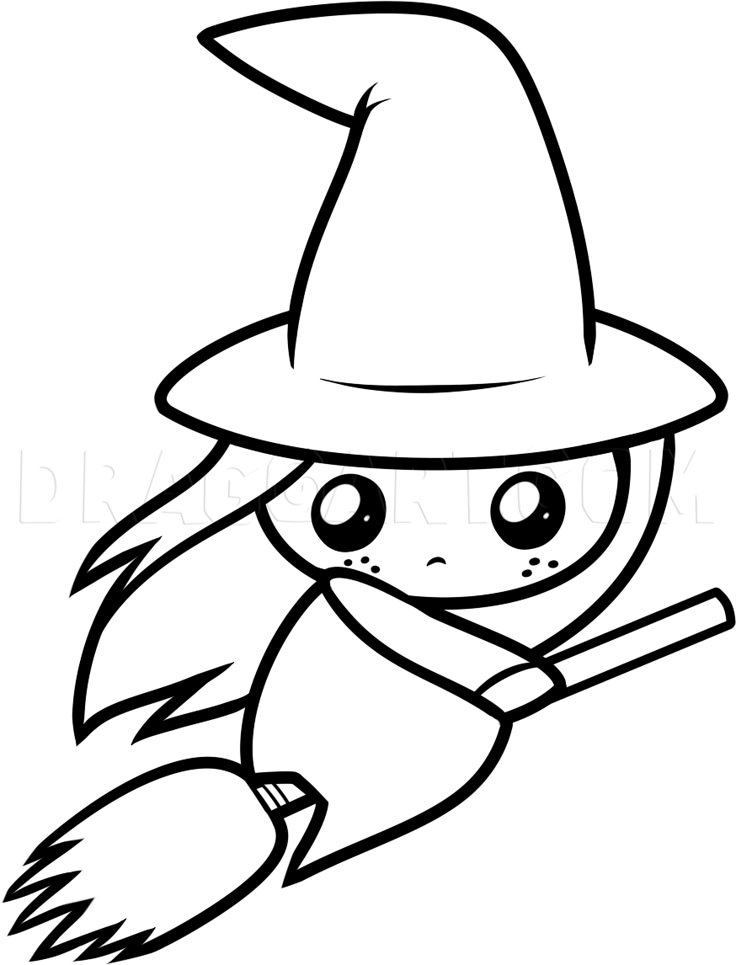 How To Draw A Cute Witch, Step by Step, Drawing Guide, by Dawn ...