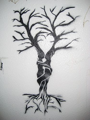 a drawing of a tree on the wall