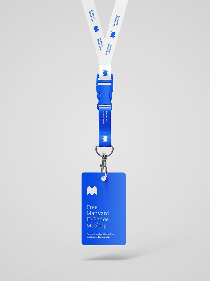 a blue lanyard id badge attached to a white lanyard